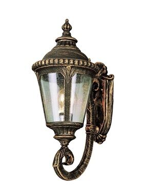 19” Outdoor Wall Lantern | Black Gold Exterior Light Fixture